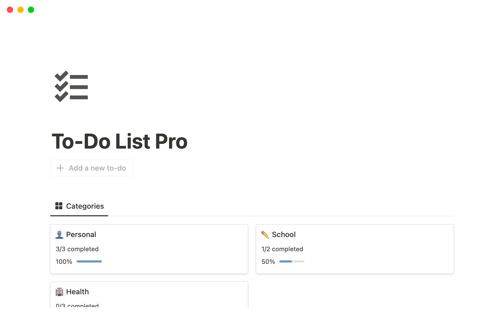 A template preview for To-Do List Pro
